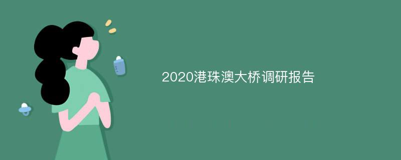 2020港珠澳大桥调研报告